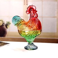 Boîte à bibelots décorative en verre vintage en forme de coq, accent de décoration intérieure