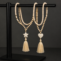 Collier bohème personnalisé avec pampilles, perles en bois et pendentif en turquoise synthétique, long collier pour pull, OEM ODM