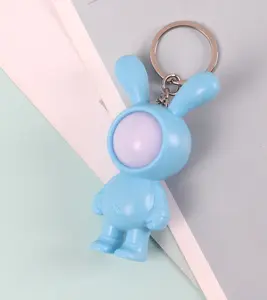 Couleur unie Mini Lapin Poupée Petite Veilleuse Porte-clés Espace Créatif Astronaute Porte-clés Veilleuse Porte-clés