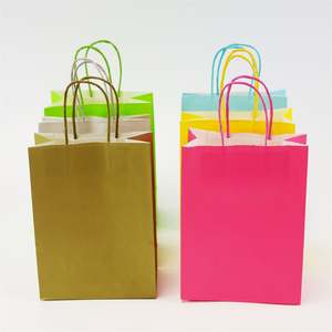 Sacs en papier écologiques avec poignées brunes recyclées pour la vente à emporter de nourriture, sacs cadeaux personnalisés pour le shopping et l'artisanat - Product Image 2