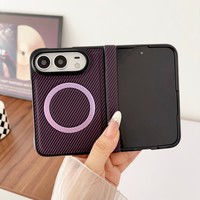 Coque de téléphone magnétique en fibre de carbone pour iPhone Duo, antichoc, en PU et PC, compatible avec la charge sans fil, pour iPhone 18 Duo