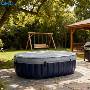 Couverture de <span class=keywords><strong>spa</strong></span> <span class=keywords><strong>gonflable</strong></span> isolée OHO toutes saisons en PVC renforcé, design ovale moderne, économie d'énergie, utilisation intérieure/extérieure, 2 à 4 personnes - Product Image 1