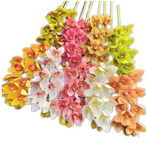 Rama de flor de Orquídea Cymbidium artificial de 10 cabezas, impresión 3D de tacto Real, flores de imitación para Navidad, escuela, Año Nuevo chino - Product Image 1