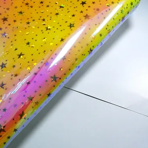 PU-Hologramm material aus Kunstleder mit Stern design für Schuhe und Handtaschen