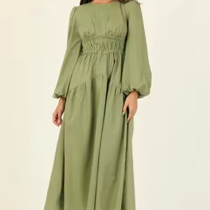 Nouvelle arrivée, robe d'été élégante à col rond et manches bouffantes pour femmes, robes plissées en forme de A pour femmes - Product Image 2