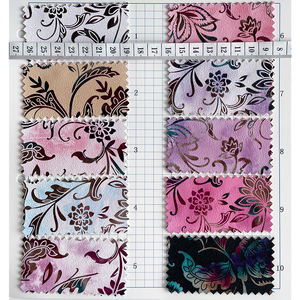 Bahan Kulit Sintetis PU dengan Desain Gambar Bunga, Pola Bordir Laser, untuk Tas dan Produk Kulit - Product Image 6