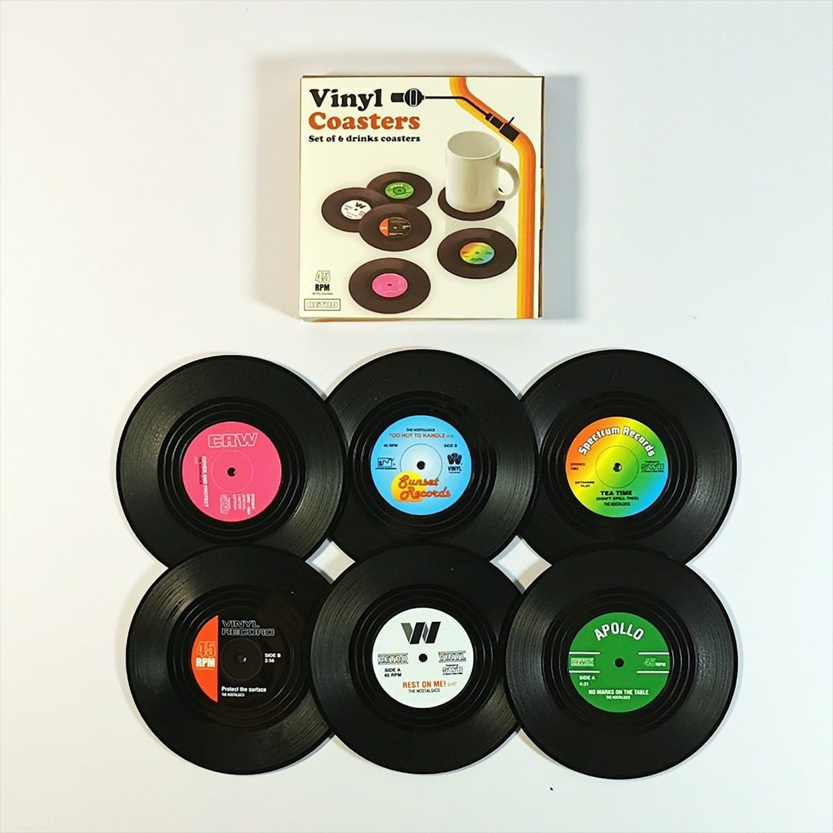 Black 6 pcs set ABS CD Coaster