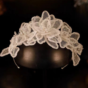 Hera Korean Style Handmade Ethereal Beauty Hollowed-out Mesh Rhinestone Flower Headband <b>Wedding</b> Dress <b>Accessories</b> Bridal - Product Image 5