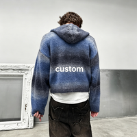 Sweat à capuche zippé intégral en tissu tissé patchwork d'hiver, style Harajuku vieilli, streetwear pour homme