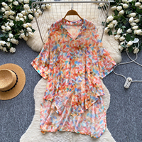 Nouvelle chemise décontractée d'été 2026 pour femme, à manches lanternes amples, imprimée et taille cintrée, idéale pour les vacances