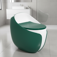 Vente flash, toilettes monobloc en céramique à poser au sol, design luxueux, couleur vert foncé, chasse d'eau siphonique super rapide, forme œuf