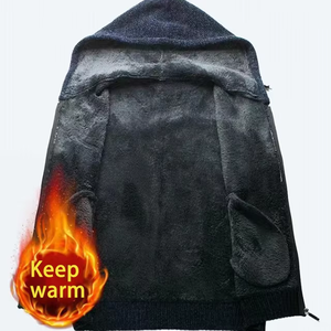 2025 Autumn Winter Custom Mix Long Sleeve Plus Size Knitted Full Zip up Hooded Thick Men Sweater Cardigan <strong>Jumpers</strong> - Product Image 5