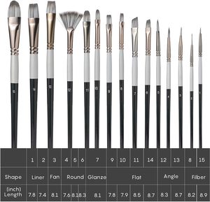 Ensemble de 18 pinceaux de dessin en <span class=keywords><strong>acrylique</strong></span> aquarelle avec poignée en nylon pinceau d'artiste avec sac éponge <span class=keywords><strong>couteau</strong></span> à palette - Product Image 4