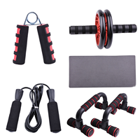 Kit de rouleau abdominal 6-en-1 en gros, équipement d'entraînement à domicile très vendu, ensemble d'entraînement musculaire abdominal pour femmes avec barre de poussée
