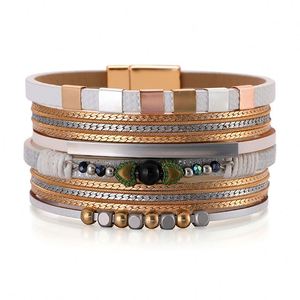Nautical <b>Leather</b> <b>Bracelet</b> Viral Marketing Potential Etched Patterns Steel Holiday Gift for Women Nickel Free Content - Product Image 1