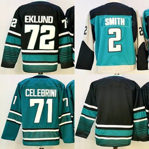 Maglie da Hockey Cucite per Uomo 71 Macklin Celebrini 72 William Eklund 77 Michael Misa 39 Logan Couture 2 Will Smith - Product Image 1