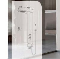 Panneau de douche mural en acier inoxydable chromé brossé de qualité supérieure avec système de douche céramique effet pluie et cascade, mitigeur de salle de bain