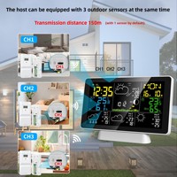 Station météo numérique intelligente Tuya OLED sans fil avec capteur extérieur Wi-Fi, thermomètre, hygromètre, horloge et alarme pour la maison (en plastique)