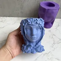 BESGEN little girl – bougeoirs tridimensionnels en Silicone à visage humain, moules pour pots de fleurs en béton