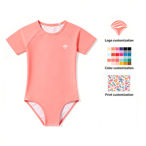 Traje de baño de una pieza para niñas, manga corta, con estampado de dibujos animados de <span class=keywords><strong>pulpo</strong></span>, UPF50 - Product Image 1