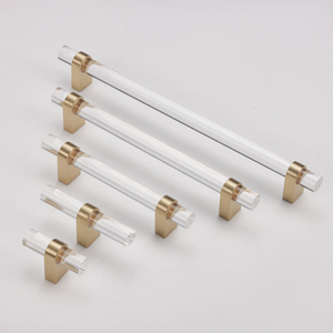 Brushed Brass <span class=keywords><strong>Acrylic</strong></span> ngăn kéo kéo xử lý Vàng rõ ràng tủ quần áo kéo Knob tủ bếp tay nắm cửa kéo knobs Closet xử lý - Product Image 1