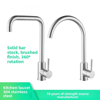 Robinet de cuisine moderne minimaliste en acier inoxydable 304, finition céramique brossée, bec rotatif anti-éclaboussures pour montage sur plan