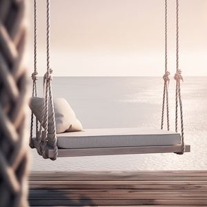 Silla Columpio Moderna de Aluminio y Cuerda de Teca para Uso en Exteriores en Villas, Hoteles, Parques y Patios - Product Image 1
