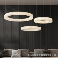 Lustre circulaire en laiton de style nordique postmoderne, lampe suspendue pour salle à manger, bar, salon, restaurant, avec marbre