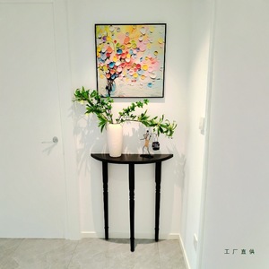 Mesa <span class=keywords><strong>Consola</strong></span> de Salón de Estilo Francés, Minimalista, de Lujo Ligero, de Madera Maciza Negra, Semicircular, Montada en la Pared, Ultra Estrecha - Product Image 3