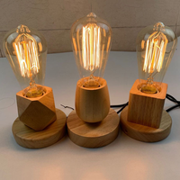 Lampe de table en bois massif LED, hêtre, support E27, alimentation AC, lumière blanc chaud, CRI 90, support de lampe de nuit avec base de prise, garantie de 2 ans