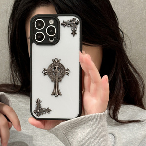 Cover Trasparente per <span class=keywords><strong>iPhone</strong></span> 17 Air con Decorazione a Croce Cromata Fai-da-Te, Custodia Trendy per <span class=keywords><strong>iPhone</strong></span> 16 Pro Max e 15 Plus - Product Image 2