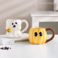 Tasse à café en céramique saisonnière en gros, motif citrouille d'Halloween, 420 ml, pour café, restaurant, hôtel, usage quotidien à la maison
