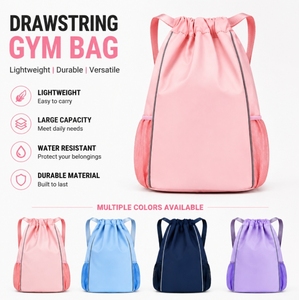 Custom Logo Promo <b>Drawstring</b> <b>Backpack</b> Bulk Reflective Sports Cinch Sack Mesh Pockets Wide Adjustable Strap Gym Bag Wholesale B2B - Product Image 1