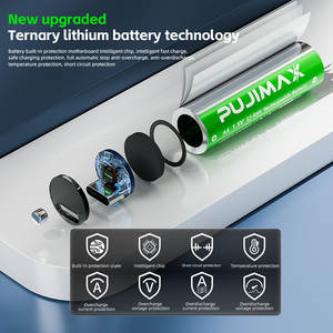 PUJIMAX Fabrication personnalisée Type-c Lithium rechargeable <span class=keywords><strong>1</strong></span> pièces Batterie <span class=keywords><strong>1</strong></span>.5V <span class=keywords><strong>AA</strong></span> 2400mWh batterie au lithium avec port de charge USB-C - Product Image 3