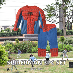 HY <strong>Spiderman</strong> <strong>Kids</strong> Casual Style Halloween Cosplay Set 3pcs Birthday Party Muscle Boy's Hat Pants <strong>Clothes</strong>-Cartoon Pattern - Product Image 2