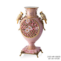 Bougeoir en porcelaine rose en laiton avec oiseaux colorés nouvelle lampe à huile Design pour décor à la maison décor de Table d'hôtel de bureau