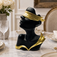 Figurine d'homme noir attaché aux yeux, sculpture créative de personnage exotique de style européen, modèle artisanal en résine artistique