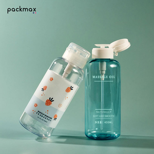 Bouteille démaquillante transparente en PET de 500 ml à épaule ronde avec pompe - Contenant vide pour dissolvant de vernis à ongles en gros - Product Image 1