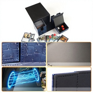 Boîte de rangement pour cartes en cuir PU de luxe avec compartiment pour dés pour les jeux de cartes à collectionner - Product Image 3