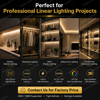 Bande lumineuse LED COB blanche simple CRI 90+ 528 LED/m 12V 24V, flexible et sans points, pour éclairage de placard, armoire et cuisine