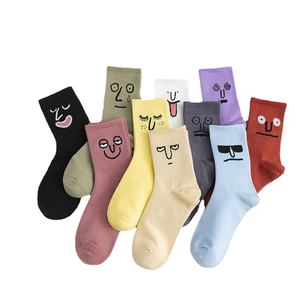 Stock Personnalisé <span class=keywords><strong>Visage</strong></span> Drôle Imprimé Long Crew Tube <span class=keywords><strong>Chaussettes</strong></span> pour Hommes Femmes Coton de Qualité pour la Saison d'Automne Commande Minimum 10 Paires - Product Image 2