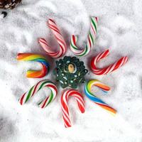 Factory Direct Christmas Cartoon Candy Lollipop Box-Hard Sweet Coated Fruity Gummy Glucose Canes