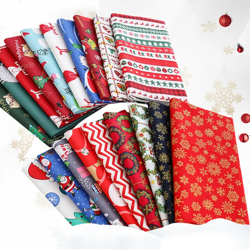 Estampado floral papai noel série natal material de decoração, artesanato, tecido de algodão natal
