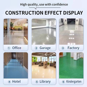 Peinture liquide autolissante époxy effet marbre brillant avec sable coloré, revêtement de sol durable pour usage domestique et garage, application au couteau - Product Image 4