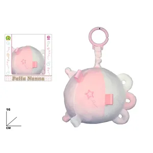Palla Nanna – boule à hochet rose, jouet pour bébé, peluche douce de 16 cm avec anneau pour poussette ou lit de bébé - Product Image 1