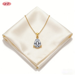 เฮงเดียน จิวเวลรี่ ขายส่ง สร้อยคอทองเหลืองชุบทอง 18K ประดับเพชรซิคอนทรงลูกแพร์เกรด AAA สำหรับผู้หญิง - Product Image 6