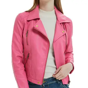 Fashion Motorcycle womens PU leather Jackets for young girls