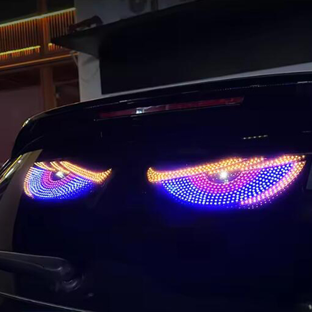 New Led Devil's Eye Light 6V Multi-Mode Pixel Panel Windshield RGB USB Strobe Dynamic Demon Eye Warning Decorative Light Truck