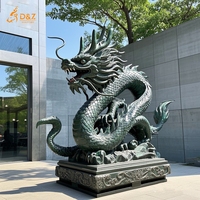 D & Z Art Group Sculpture extérieure en bronze pour le sanctuaire du temple de jardin Grande statue orientale mythique du dragon japonais