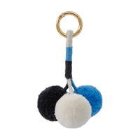 Porte-clés et breloque de sac rétro créatif fait main avec 3 pompons colorés et moelleux, accessoire de sac, vente en gros, mignon et tendance